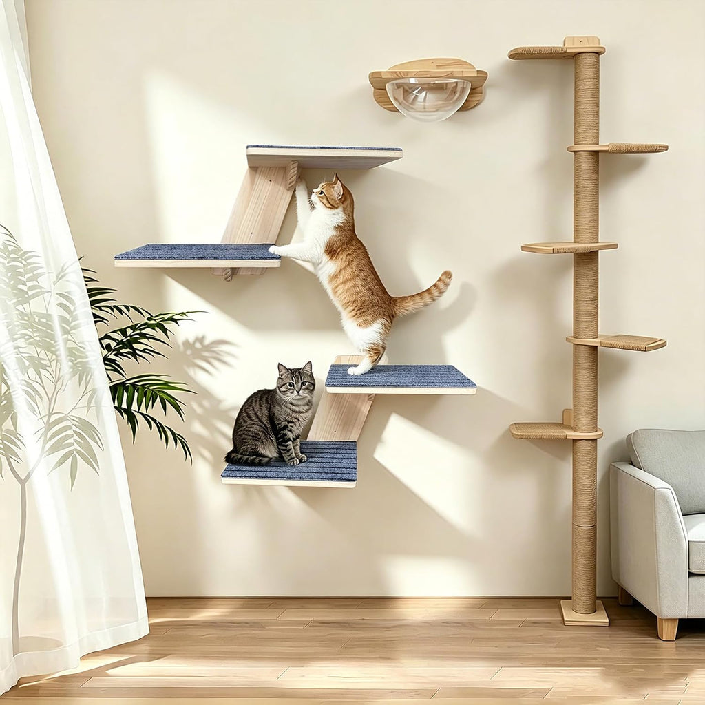 Cat Wall Shelves 2 Platform Kitten Tree Shape Wall-Mounted Floating Shelf