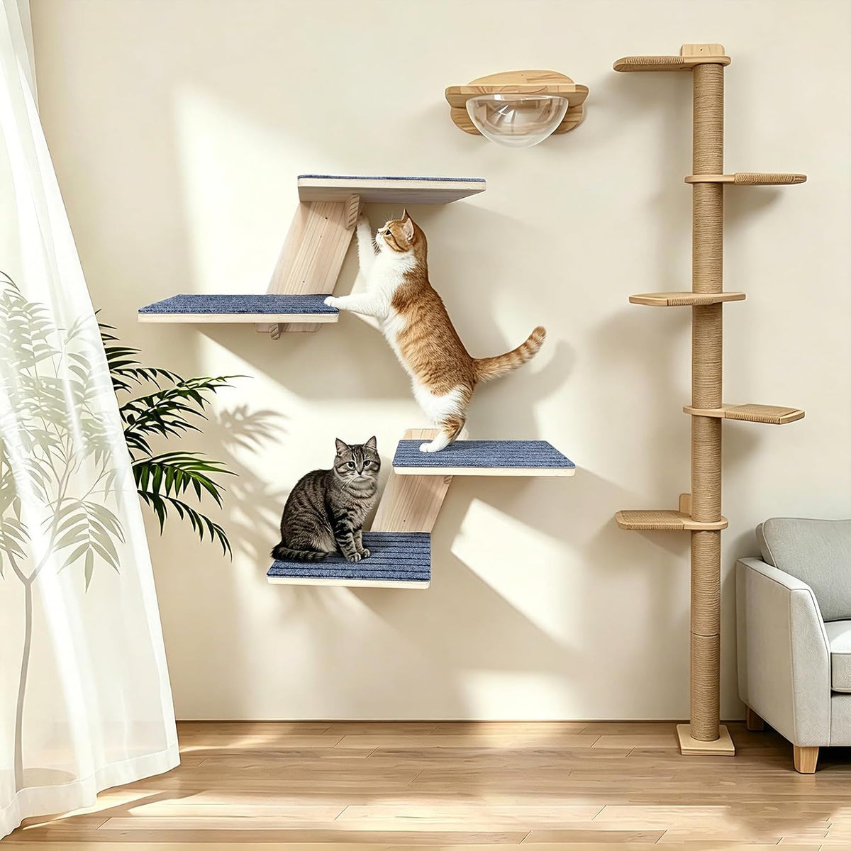 Cat Wall Shelves 2 Platform Kitten Tree Shape Wall-Mounted Floating Shelf