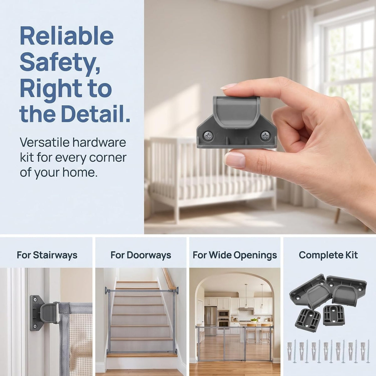 Abaodam Retractable Gate Replacement Hardware Kit Plastic Safety Fence with Perforated Accessories for Easy Installation Extendable and Pet Barrier for Staircases and Doorways