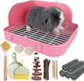 Rabbit Litter Box, Bunny Litter Box, Guinea Pig Potty Trained, Square Small Animal Toilet Potty Pan for Rabbit Guinea Pig Ferret Hamster Chinchilla (Pink)