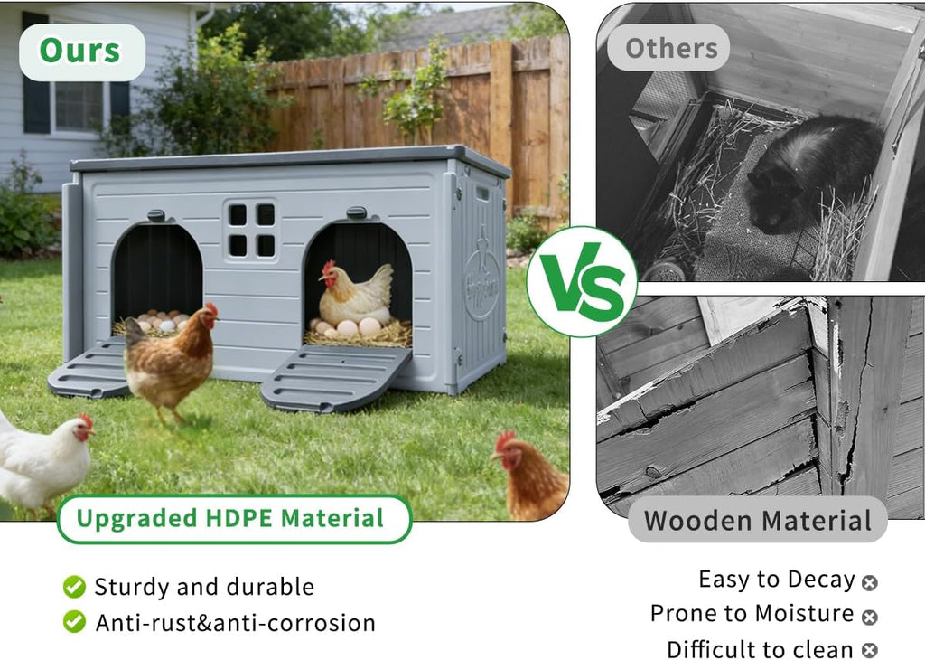 Nesting Boxes for Chickens, Plastic Chicken Nesting Box with Door Or Ramp