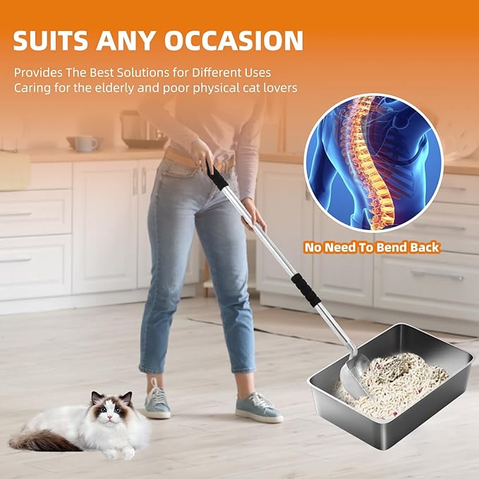 Cat Litter Sifter Metal Pet Scoop Kitty Cat Scooper Non-Stick Coated - Image 2