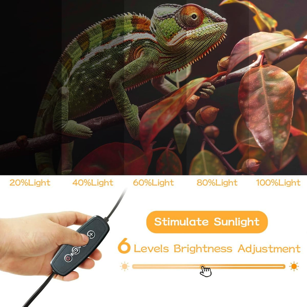 LED UVB Light for Reptile with Timer & Dimmer, 11 Inch