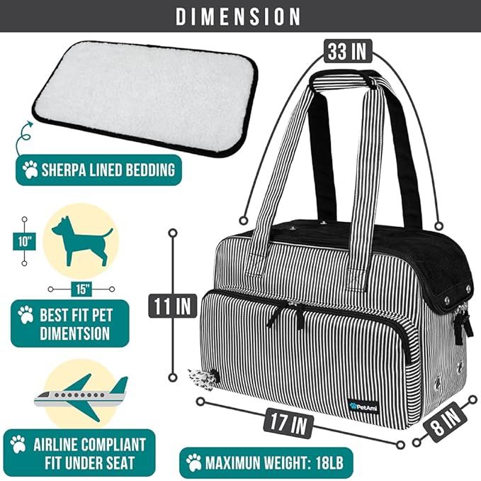 PetAmi Small Dog Purse Carrier, Soft-Sided Pet Carrier Bag - Image 2