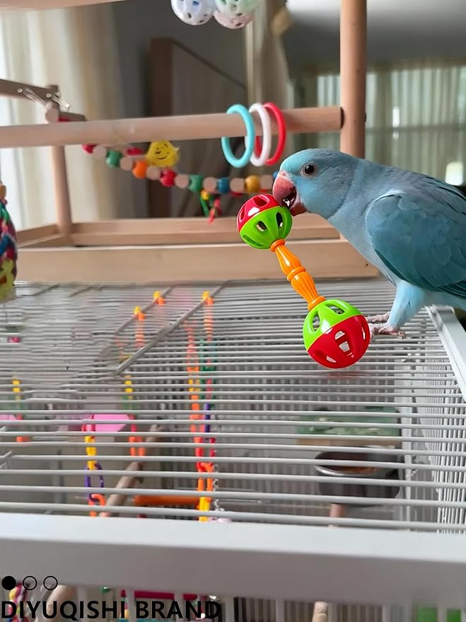 10-Pack Bird Toys for Parrots – Natural Rattan & Plastic Bell Balls – Safe - Image 7