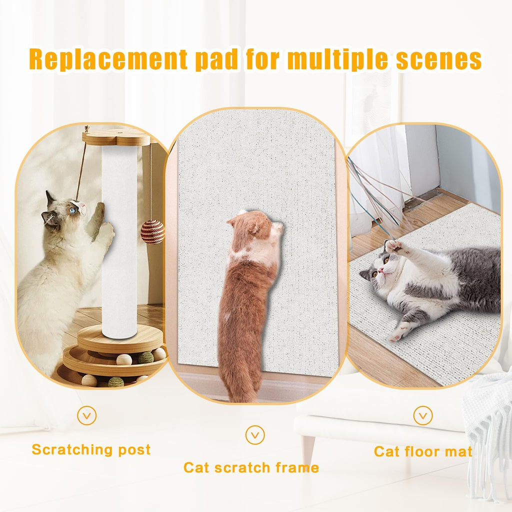 Cat Scratch Mat,78.8"x15.9" Trimmable Self-Adhesive Cat Scratch Furniture Protector, Sticky Cat Scratcher Wall Mat, Covering Cats Tower, Couch Protector from Cats Claws (White)