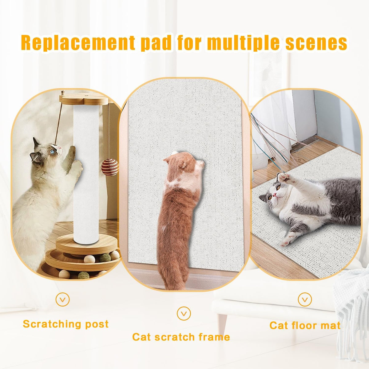 Cat Scratch Mat,78.8"x15.9" Trimmable Self-Adhesive Cat Scratch Furniture Protector, Sticky Cat Scratcher Wall Mat, Covering Cats Tower, Couch Protector from Cats Claws (White)