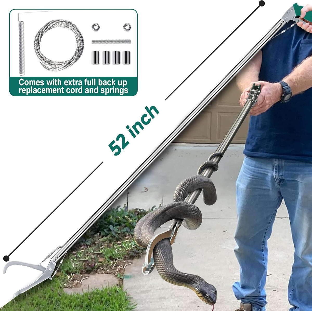 Locking Snake Catcher Grabber Tool, 52" Professional Snake Tongs Heavy Duty