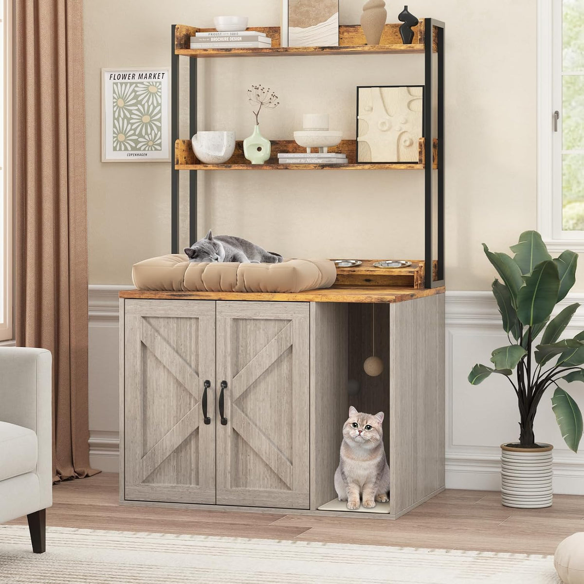 IDEALHOUSE 53" H Cat Litter Box Enclosure Hidden Litter Box Furniture