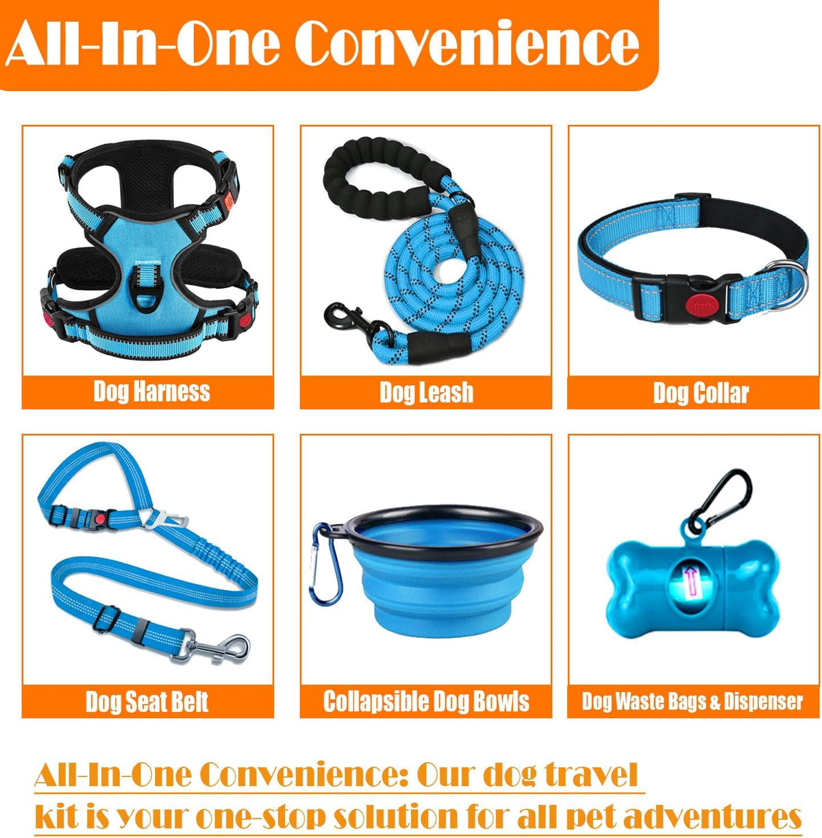LOBEVE No Pull Dog Harness, Collar & Leash Set with Travel Accessories
