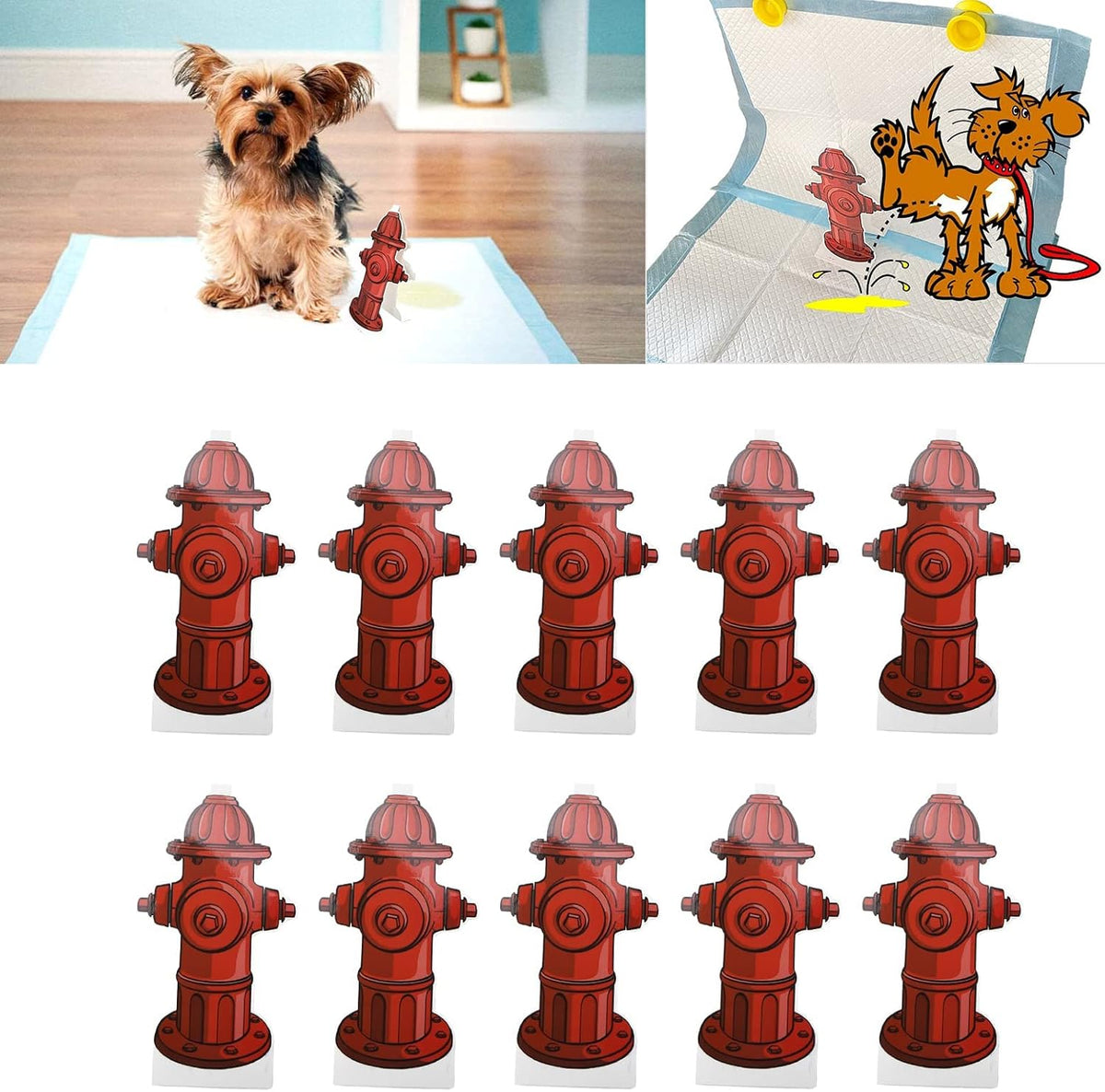 20 Pack Dog Pee Pad Trainer, Hydrant Shaped Paper Target for Male Puppies and Small Dogs, 7.3 x 3.9 Inches Fire Hydrant Potty Training Guide for Indoor Pet Diaper Pad Use
