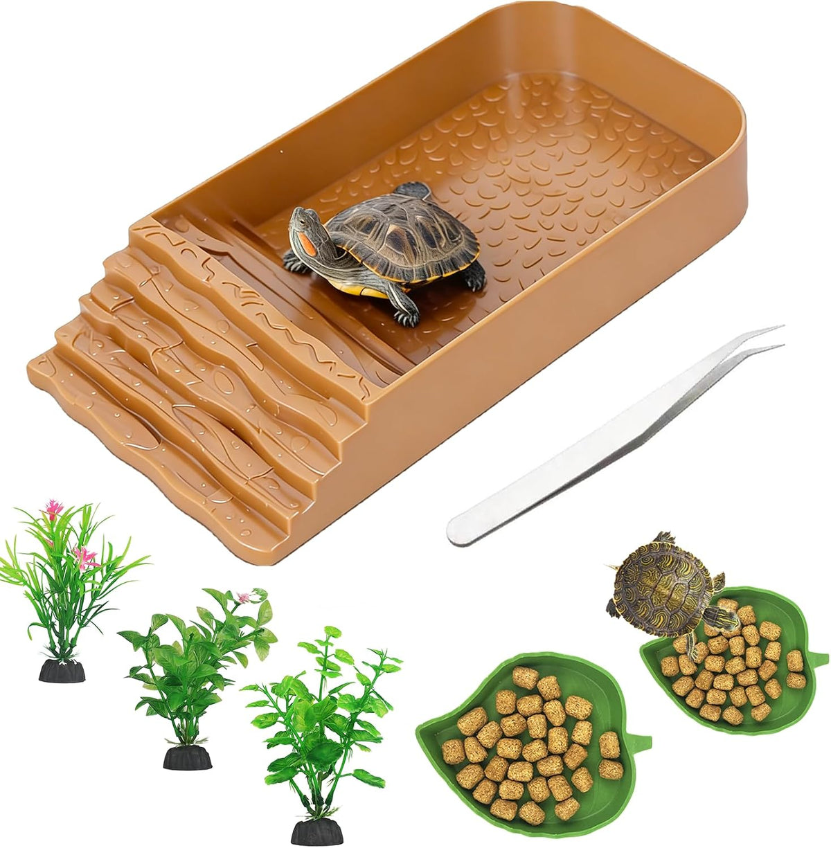 7 PCS Reptile Water Dish Bathing Pool Turtle Habitat Accessories