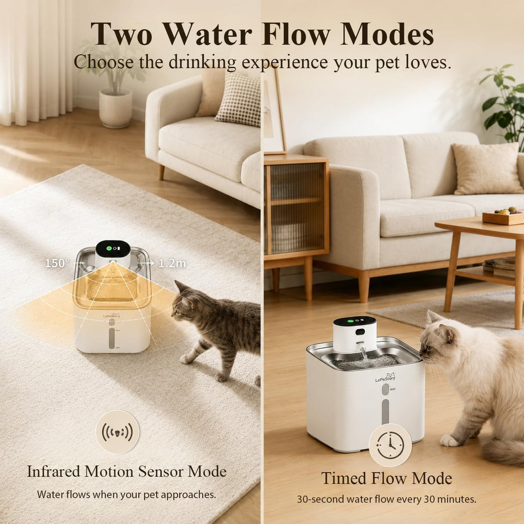 4.2L Wireless & Pumpless Cat Water Fountain w/Motion Sensor 147oz