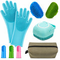 9Pcs Dog Grooming & Washing Brush Kit With Storage Bag For Pet