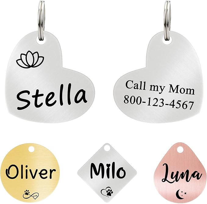 Ultra Joys Cat ID Tag Personalized Pet Tags, Durable Stainless Steel Small Pet by UltraJoys