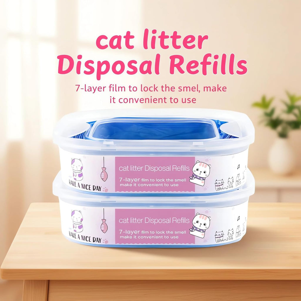 2 Pack 28FT Cat Litter Refill Cartridge, Compatible with Pet Genie Standard/Plus/Style Pail Refills, Up to 8 Months of Supply, 7 layer Odor Control Jumbo Refill Cartridge