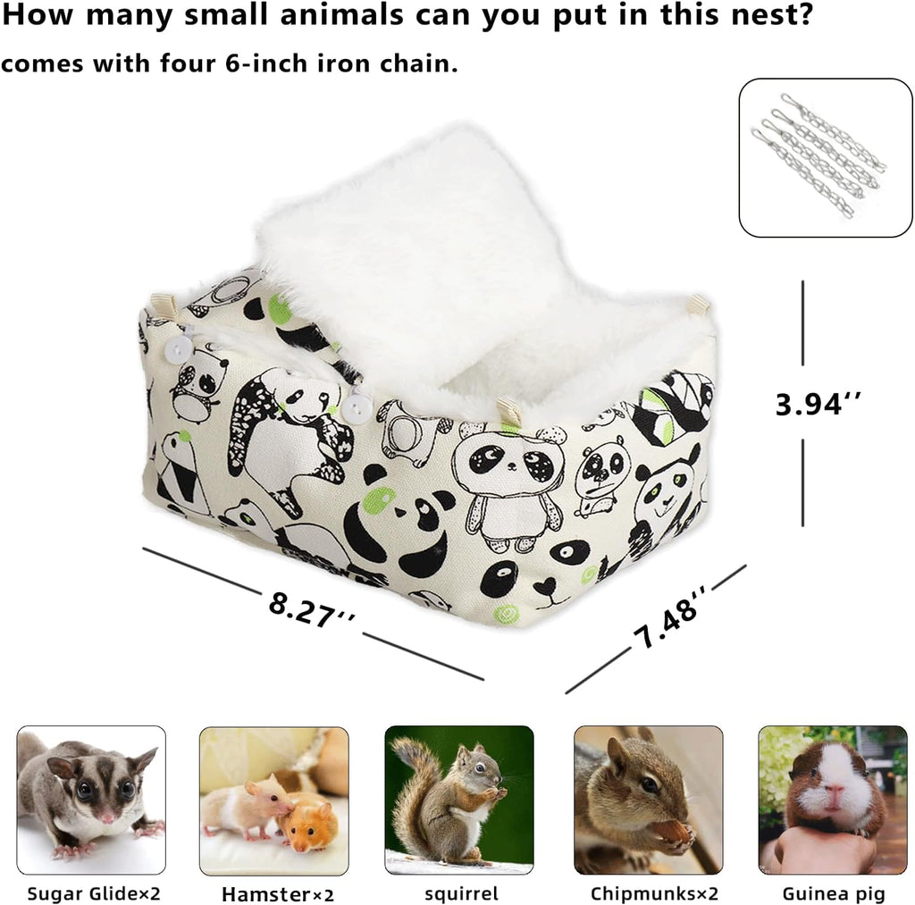 Sugar Glider Bonding Pouch,Hamster Bed with Faux Rabbit Fur Lining,Syrian Hamster Habitat Mini House,Play and Sleeping- Pet Hideout