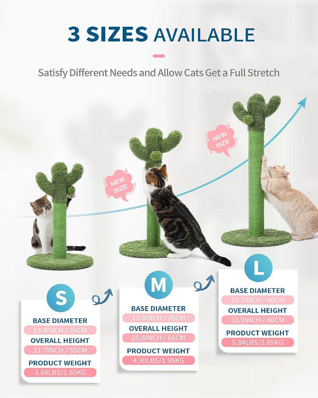 Made4Pets Cactus Cat Scratching Post for Small Indoor Cats & Kittens, 21.7"