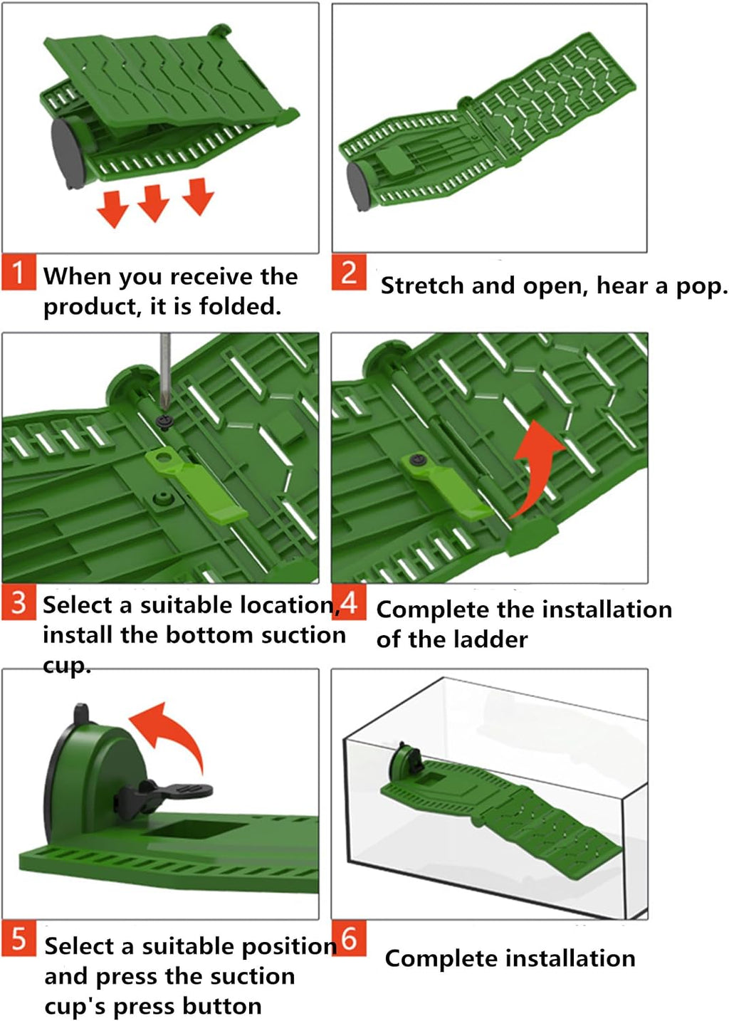 Turtle Resting Basking Platform, Turtle Climbing Ladder Ramp, Foldable Tortoise Resting Terrace for Frog Terrapin Reptile Amphibian Habitat Hideouts Floating Tank Décor (Large)