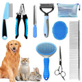 Dog Brush & Grooming Kit – 9-Piece Pet Brush & Deshedding Set by Aiolpy