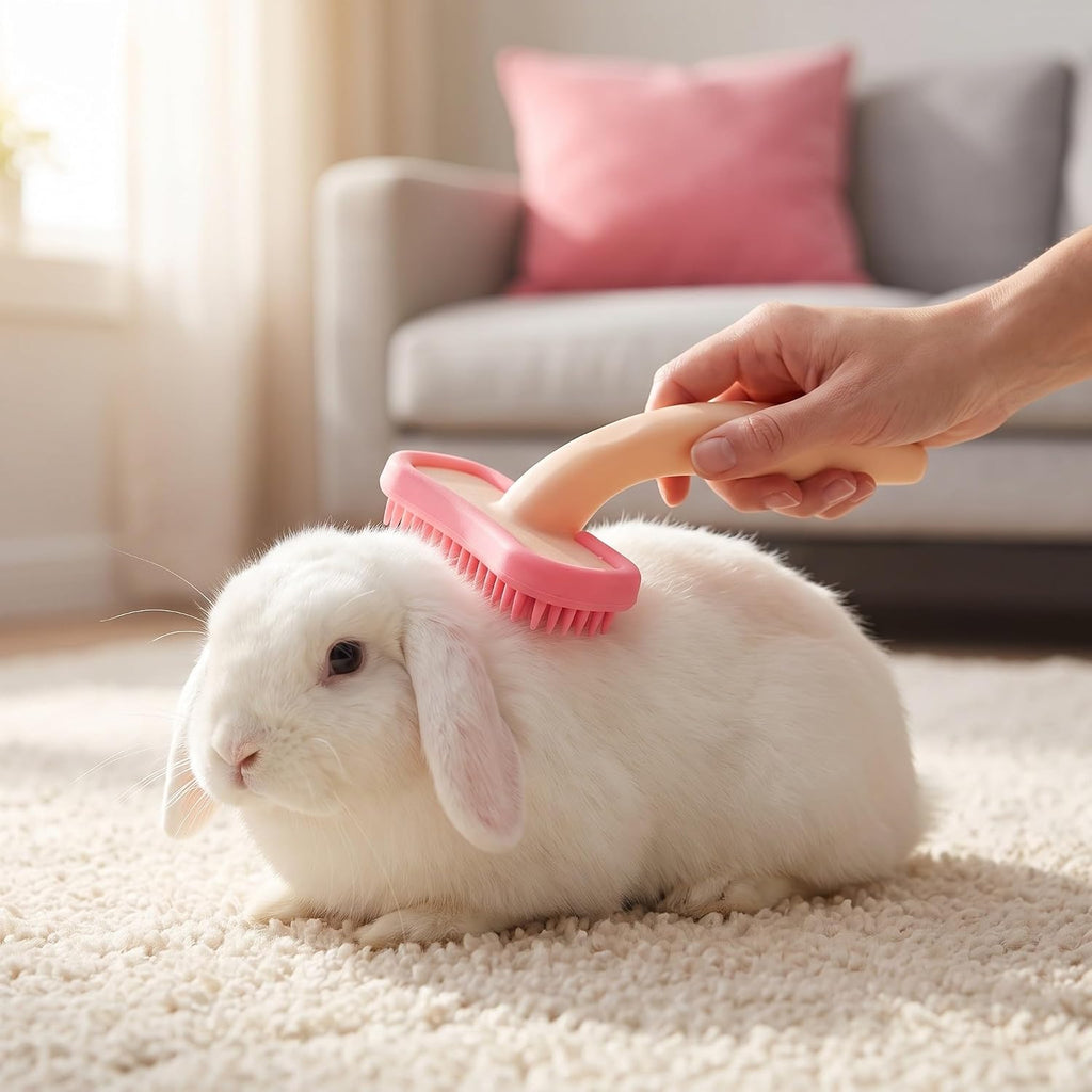 2PCS Rabbit Grooming Brush, Soft Silicone Massage Comb for Small Animals