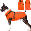 Lelepet Dog Winter Coat Waterproof Dog Jacket with Harness Built in Orange