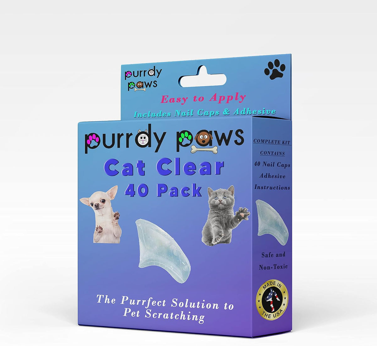40 Pack Soft Nail Caps for Cat Claws Clear Small