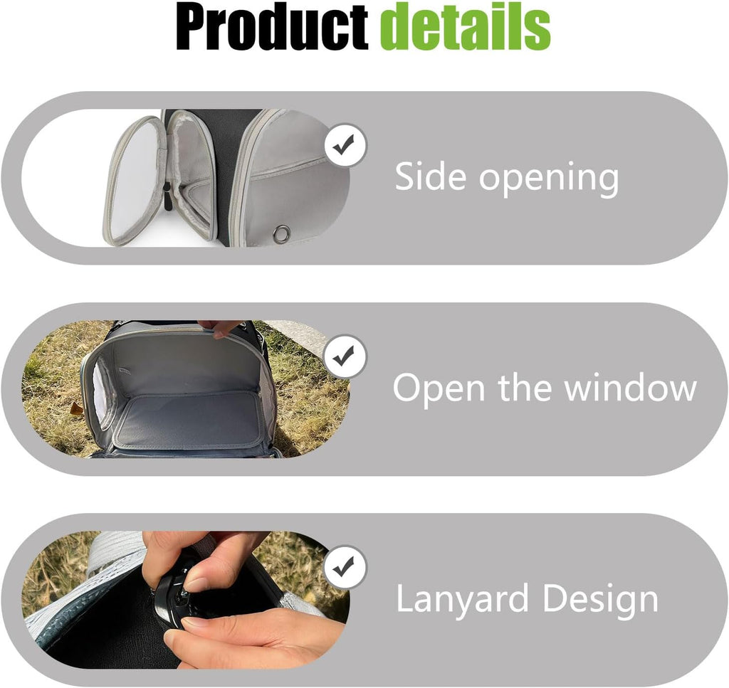 WEVONIGU Scratch-Resistant Bearded Dragon Backpack Foldable Gecko Carrier Ventilation Travel Bag with Clear View Window Dual Carry Cage Options for Travel Hiking & Vet Visits