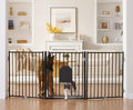No Pawblems Freestanding Dog Gate with Cat Door for Indoor & Outdoor,Black