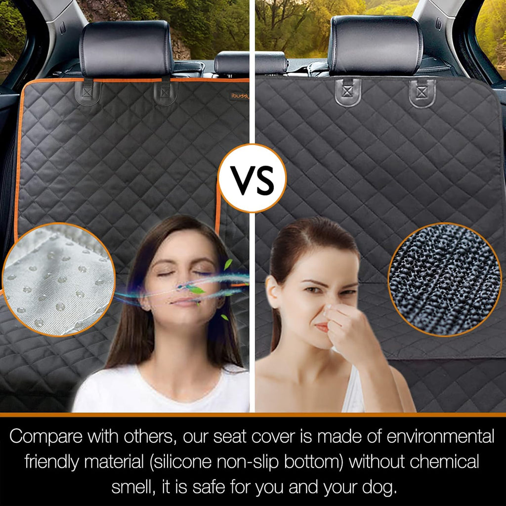 Truck Seat Cover for Dogs, 60 Inch Waterproof Nylon Oxford Back Seat Protector for Ford F150 F250 Ram 1500 Silverado GMC Sierra Tundra, No Chemical Odor, Stain Resistant, Velcro Opening