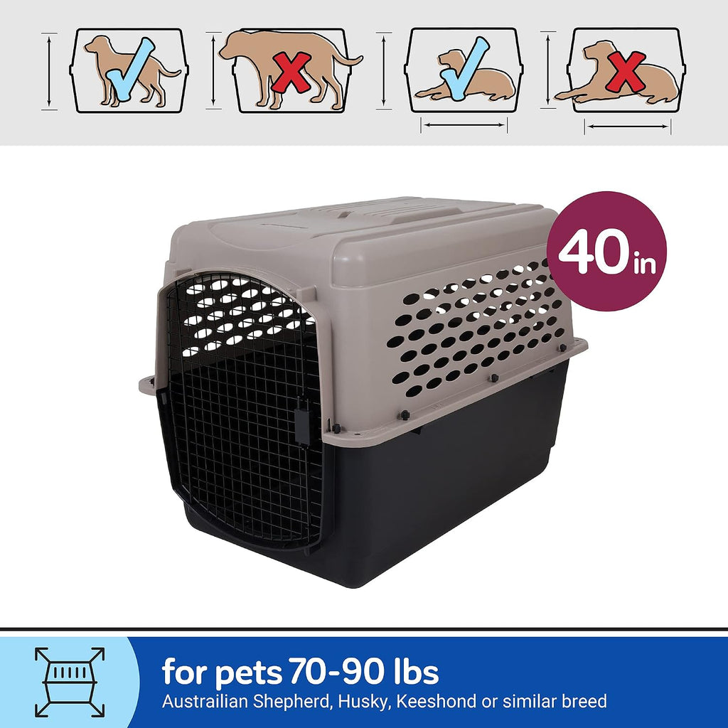 Petmate Vari Dog Kennel, Carrier for Large Dogs, 40in, Taupe and Black