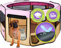 Zampa Puppy Pop Up Portable Playpen for Dog and Cat, Foldable | Indoor/Outdoor Kitten Pen & Travel Pet Carrier + Carrying Case (Pink, Extra Large (80"x80"x36"))