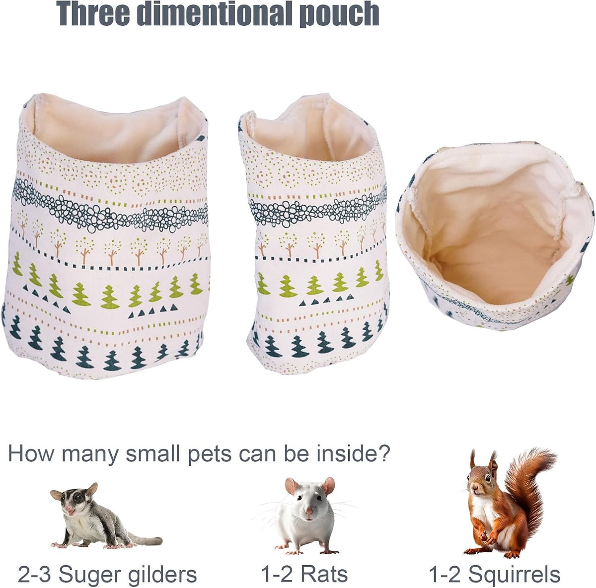 Sugar Glider Sleeping Pouch,Large 7.9'*9.8' Cage Hanging Bag,Breathable Cage Accessories & Toys for Sugar Gliders,Rats,Ferrets, Hamsters, Sack Swing Hanging Bed for Gliders Rat Hedgehog Hamster