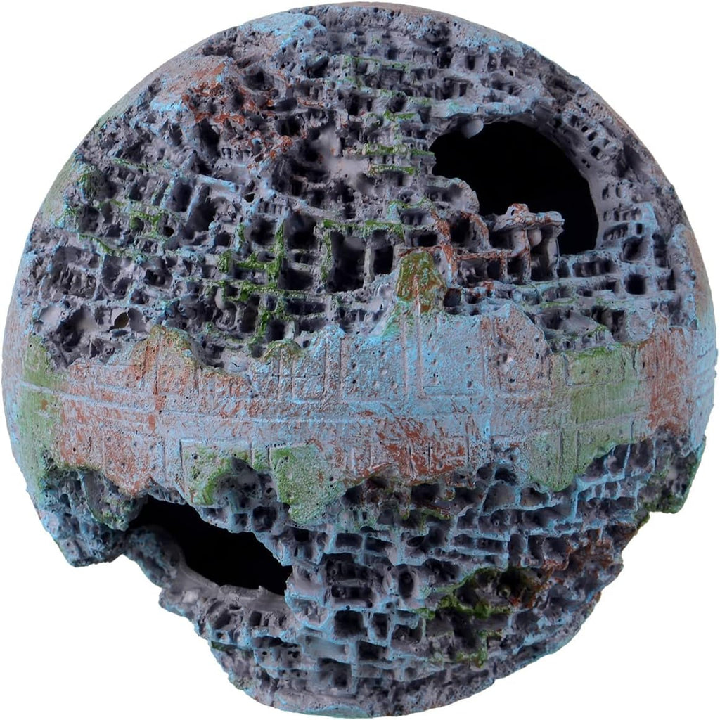 Underwater Treasures Green Space Ball Aquarium Ornament Sculpture