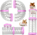 Plastic Hamster Tunnel, 8 Pack Hamster Tube Set DIY Assembled Sports Training Ferret Tube External Accessories Fun Small Animal Hiding Pipe Toy Syrian Dwarf Rat (Pink)