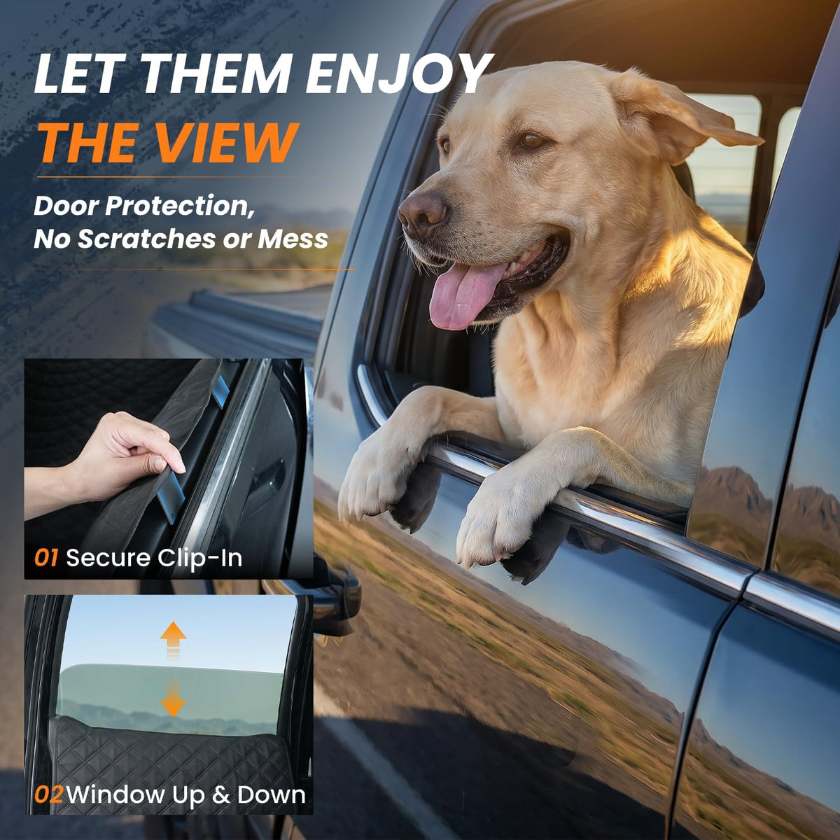 REEVAA Dog Truck Floor Cover with Door Protection, for Back Seat, XL,Black
