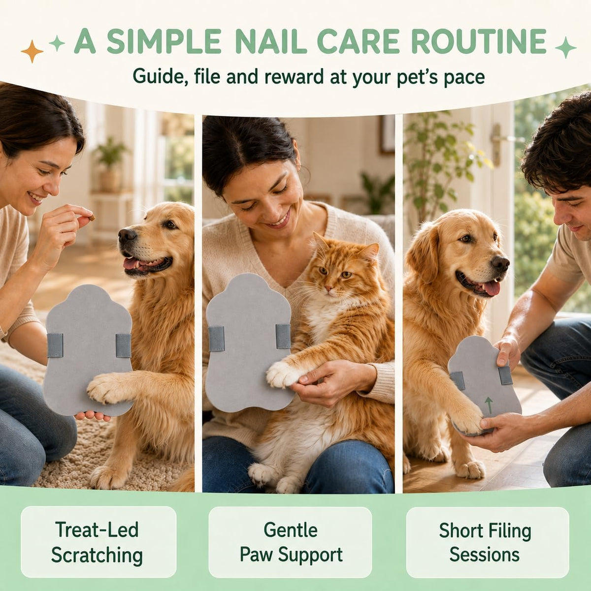 Dog Nail Scratch Board with Hand Strap, Dog Nail File Board, Quiet Manual Scratch Pad for Dogs and Cats, EVA Grooming Tool for Gentle Claw Care, Suitable for Small Medium Large Pets