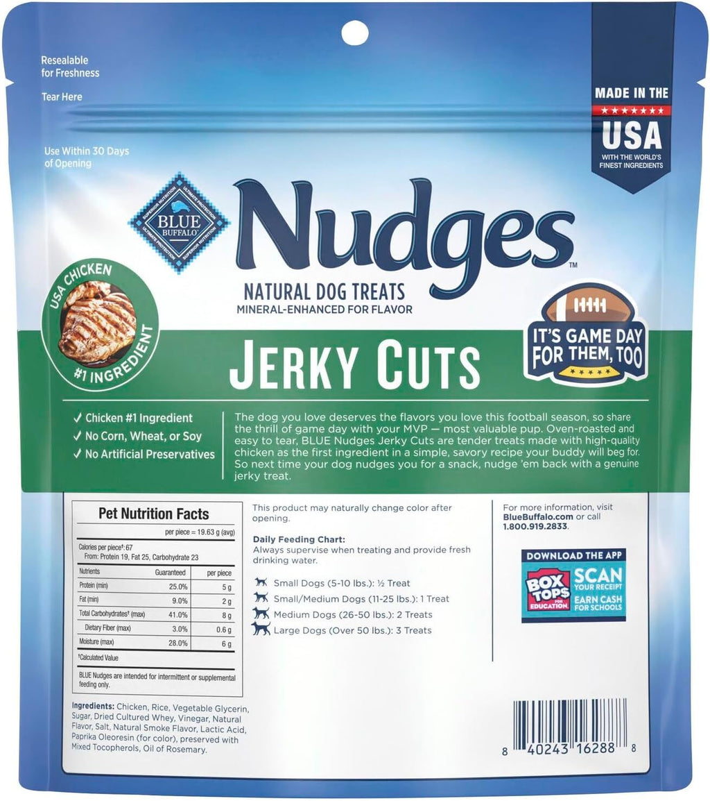 Blue Buffalo Nudges Jerky Cuts Natural Game Day Football Dog Treats, Chicken Jerky, Made with Real USA Chicken, 10oz Bag