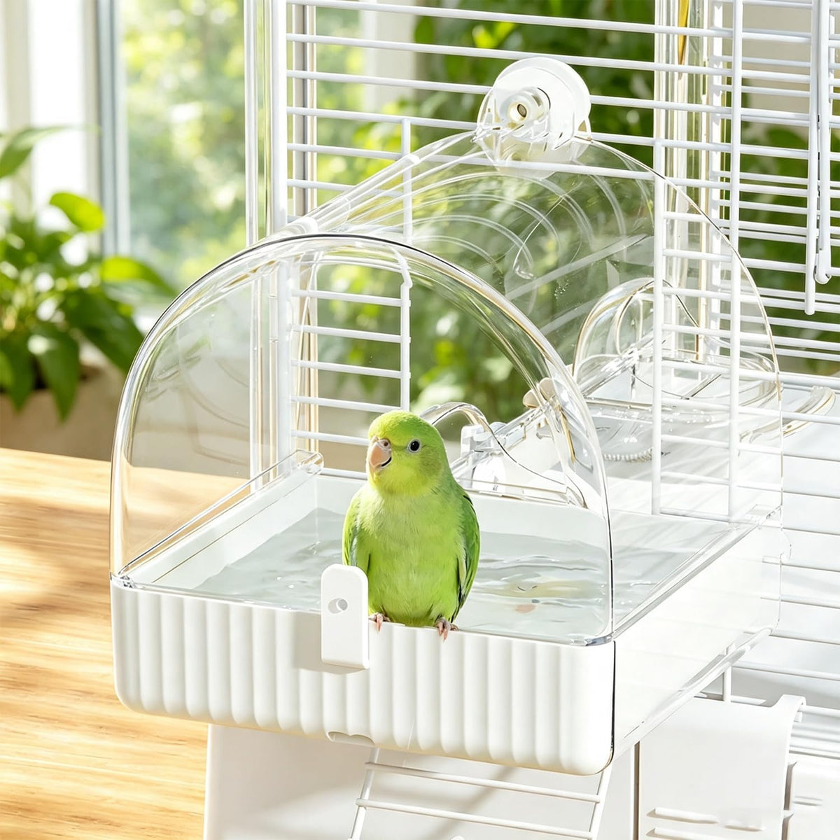 Bird Bath for Cage, 3-in-1 Hanging Shower, Feeder & House,1 Pcs
