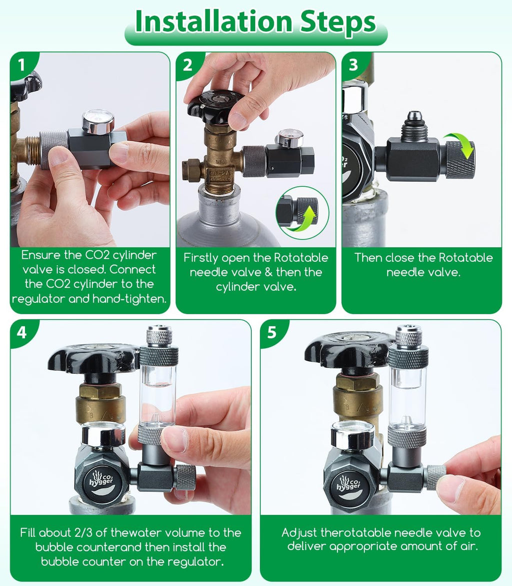 Aquarium CO2 Regulator, Mini Detachable Design, Complete with Bubble Counter and Check Valve Function for Establishing CO2 System in Aquatic Plant Tank