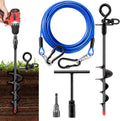 Heavy Duty Dog Tie Out Cable&Stake,30FT Dog Leads,Spiral Stake,Up to 200lbs