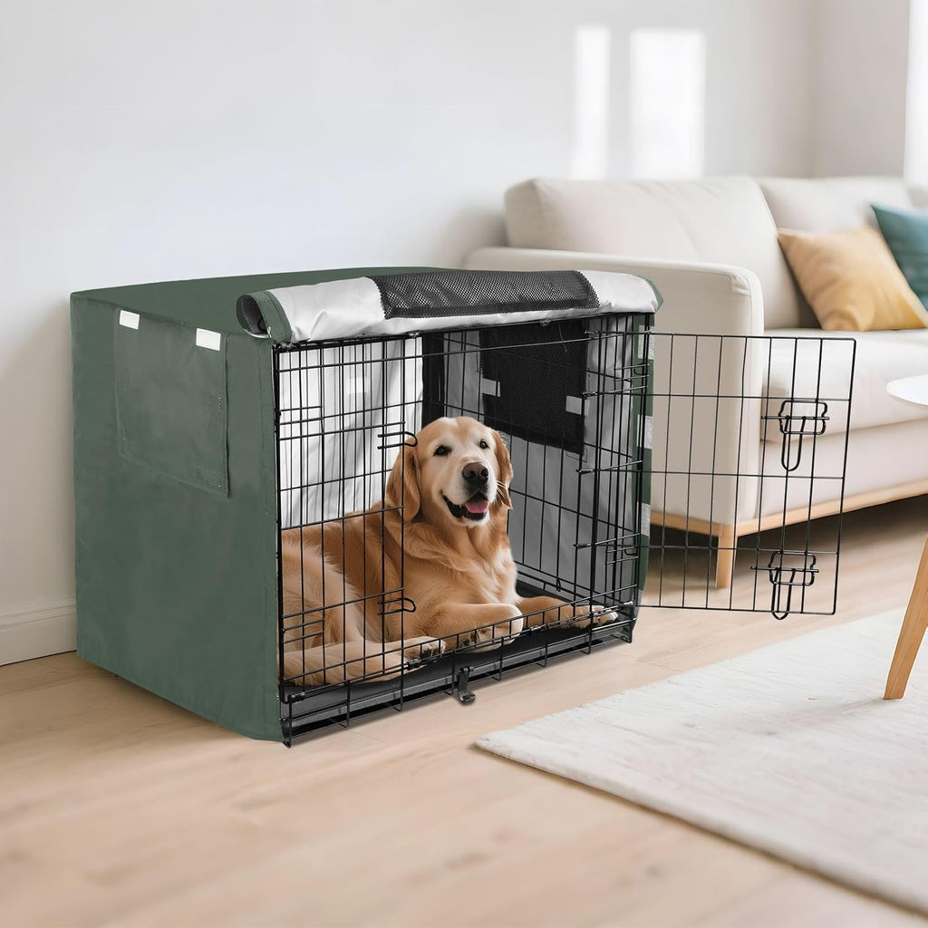 STAYTOP Solid Olive Green Dog Crate Cover, 48 in Dog Kennel Cover