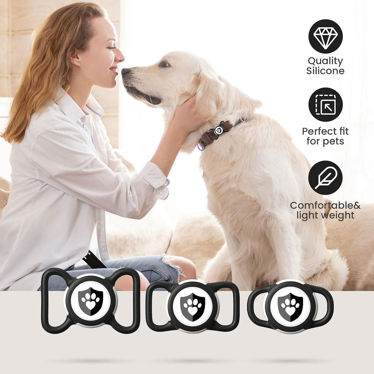 4 Pack Waterproof AirTag Dog Collar Holder for Apple Tracker Mix Colors