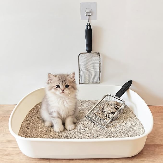 2Pcs Cat Litter Scoop Metal Stainless Steel Mesh Kitty Litter Scoop - Image 2