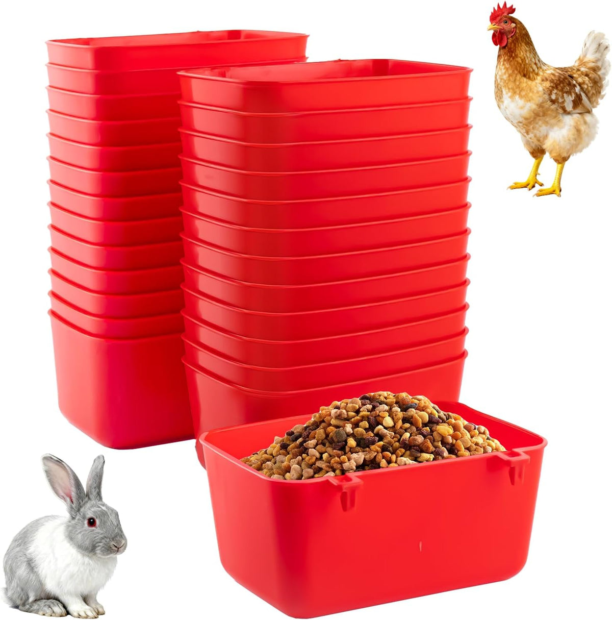 26 PCS Chicken Feeder Cups, 18 OZ Cage Cups for Chickens, Hanging Rabbit Feeder Waterer Cups, Plastic Birds Feeders for Pet Bunny Gamefowl Poultry Parrot