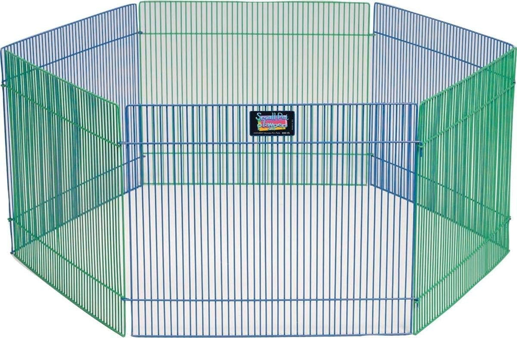 MidWest Homes for Pets Small Animal Pet Playpen/Exercise Pen, Blue and Green,1 Count (Pack of 1), Small Animal Playpen.