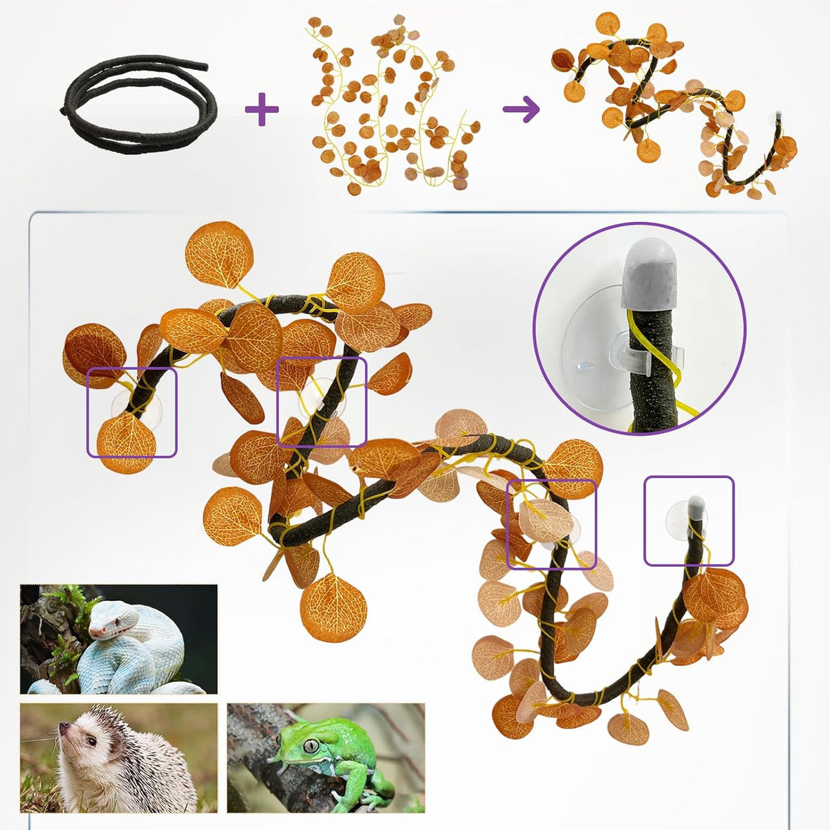 Daily Treasures Fall Reptile Terrarium Decoration,with Felt Hideout&Hammock