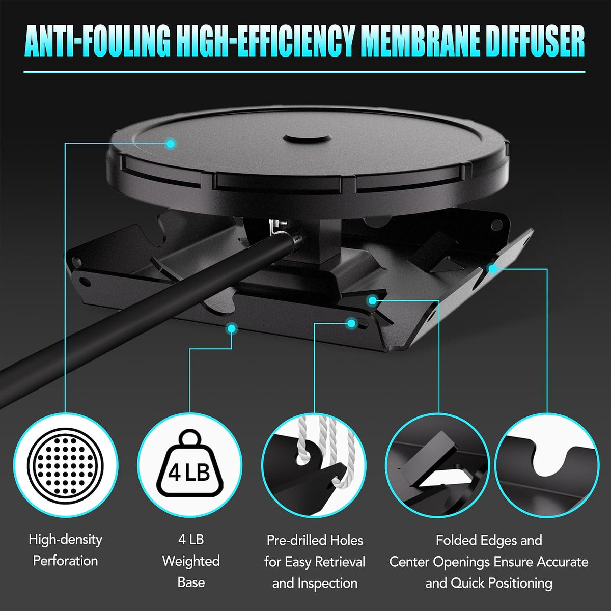 PAS20AL+PAS20AD Pond & Lake Aeration Accessories 100'of Weighted Tubing + Membrane Diffusers