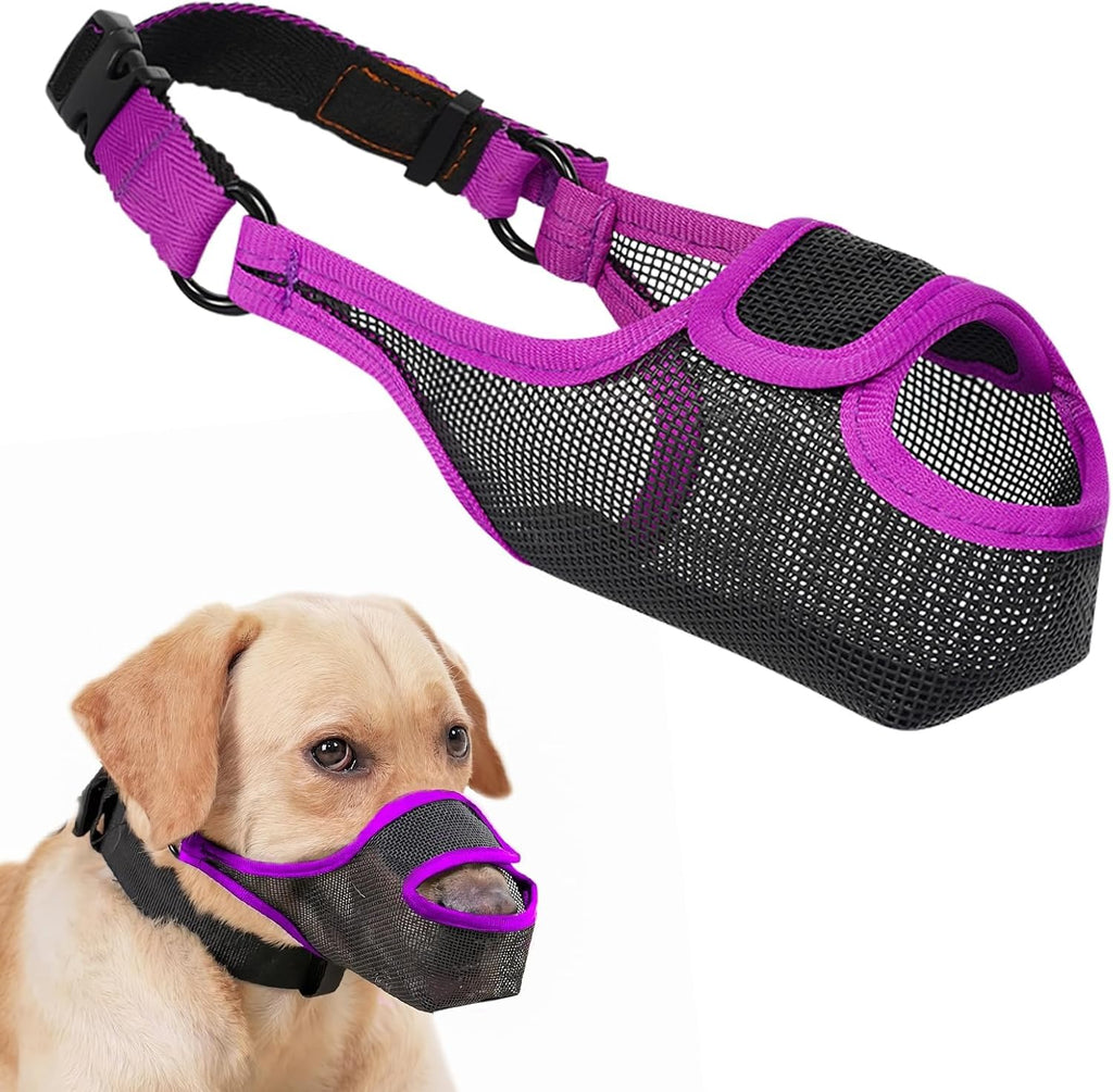 LUCKYPAW Mesh Dog Muzzle with Free Panting Front Snout Opening