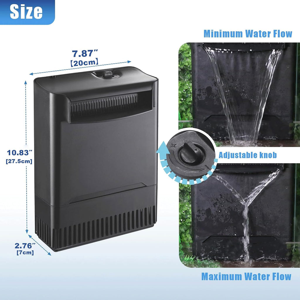 Large Powerful Turtle Tank Filter U V-ery for 40-155 Gal, Low Water Filter Turtle Water Filter for Amphibians Frog Fish Fresh Saltwater Cloudy Green Water Crystal Clear with Turtle Tank Deodorization